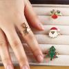 Dripping Oil Enamel Santa Claus Ring Christmas Tree Xmas Jewelry Ornaments Christmas Ring Set  Gift