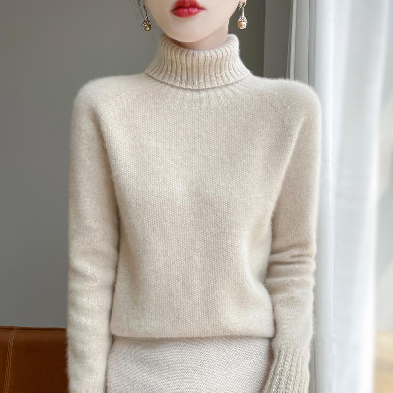 Women's Osmanthus Stitch High-Collar Wool Sweater: Versatile, Warm Autumn & Winter Knit Long Sleeve Base Layer