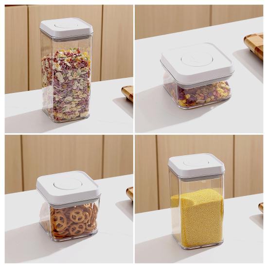Airtight Food Container with Pop Lid Stackable Kitchen Pantry Organizer One Button Opening Flour Sugar Container for Cereal Rice Flour Pasta Snacks