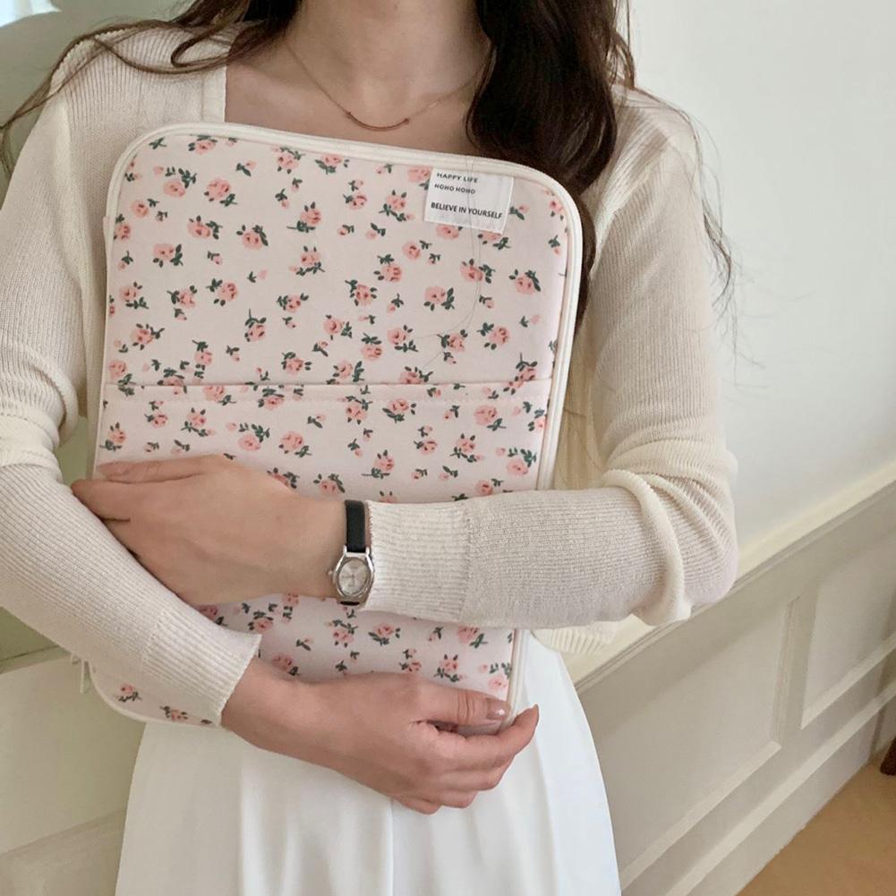 11/13in Floral Laptop Carrying Case Shockproof Padded Laptop Case Portable Computer Cover Bag Soft Laptop Protective Bag