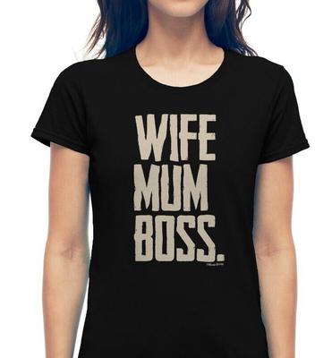 Wife Mum Boss T-Shirt Ladies Funny Mothers Day Birthday Gift  Top