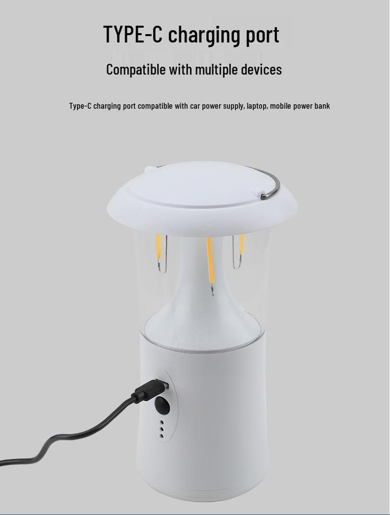 Portable Solar Rechargeable Tungsten Lantern for Camping and Outdoor Atmosphere Lighting