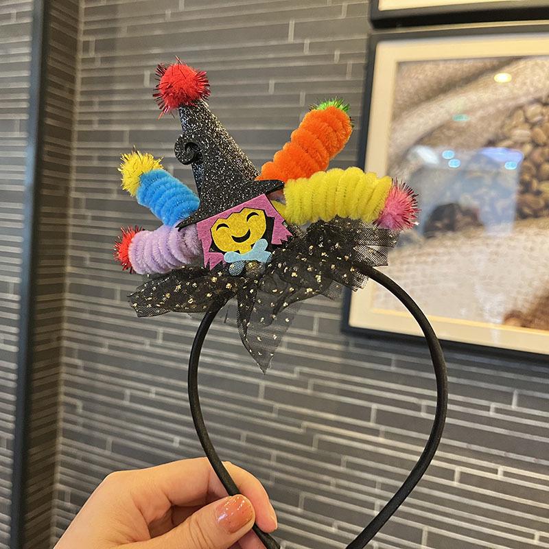 Evropský a americký halloweenský klobouk z dýně a tmavá čelenka s lebkou, sponka do vlasů pro dětské fotografie