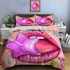 Pink Star Lollipop and Shiny Lips Bedding Set for Kids Luxury Gift 3pcs Digital Print Comforter Set Soft Comfortable Breathable