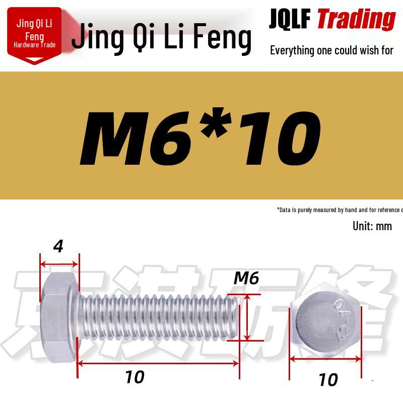 201 Stainless Steel Hex Head Full Thread Bolt: Wear & Corrosion Resistant, M4-M14 for Aerospace Machinery