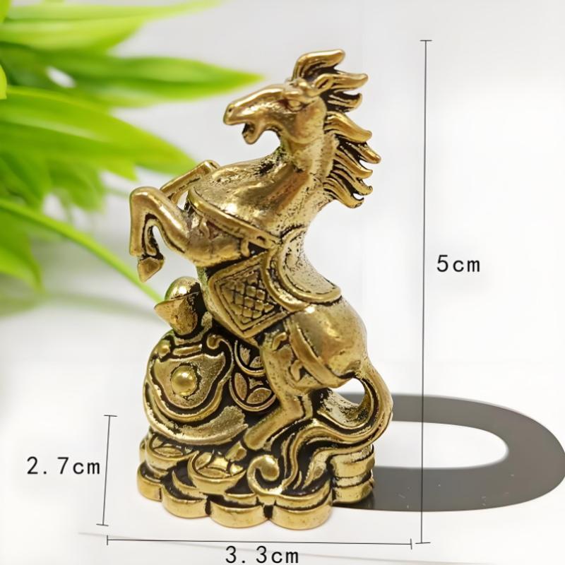 Brass Horse Desktop Ornament, Living Room Coffee Table Sculpture, Metal Craft, Home Decoration, Chinese Zodiac Horse Statue