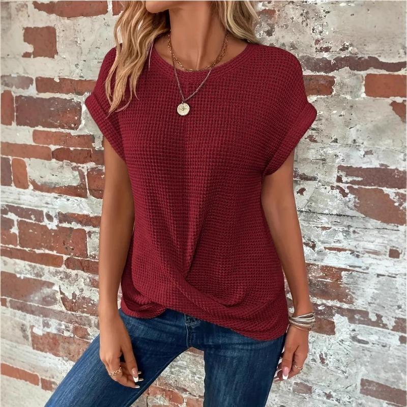 Solid Color Round Neck T-shirt Top
