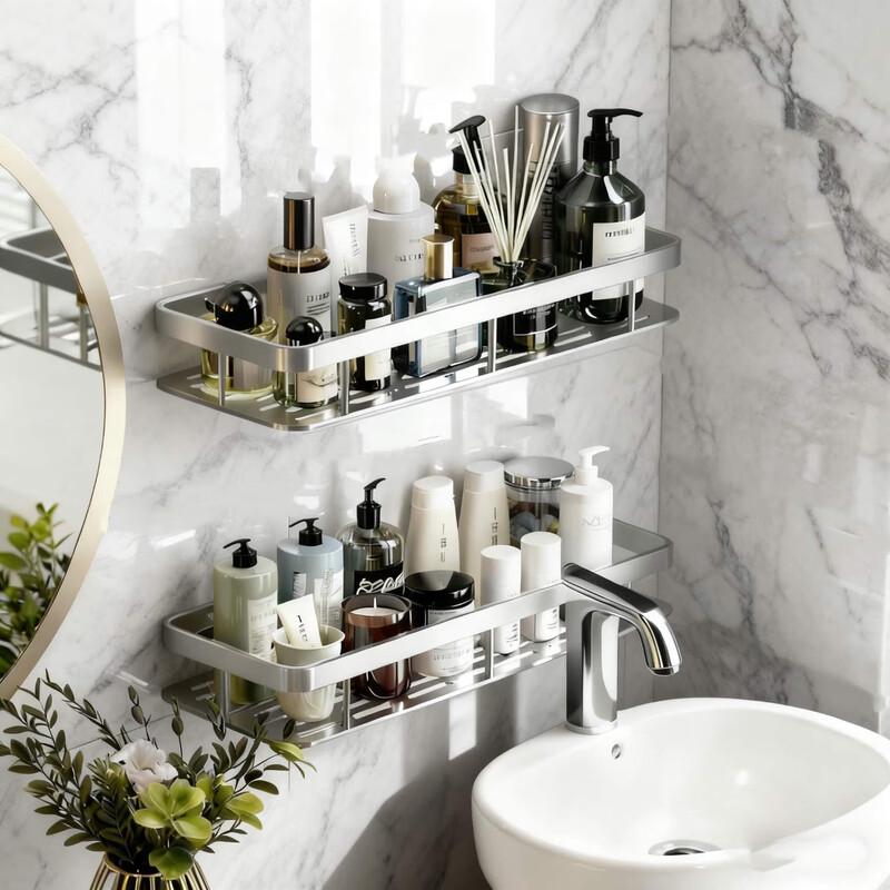 Xinpei Drill-Free Space Aluminum Square Bathroom Shelf