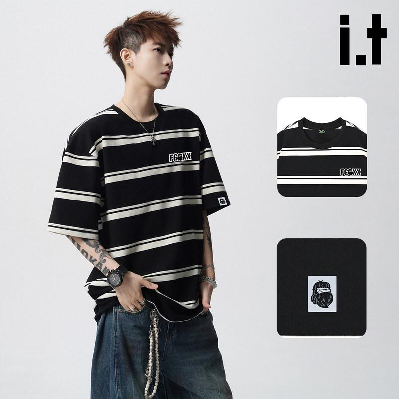 Fingercroxx IT Men s Loose Striped Short-Sleeve T-Shirt XL
