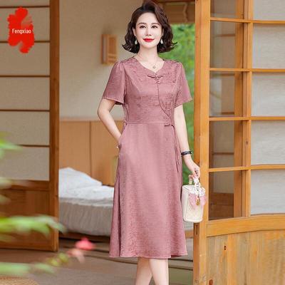 2025 New Chinese Style Summer Dress for Middle-Aged Women
