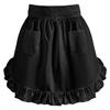 European Style White Maid Waist Apron Half Apron with 2 Pockets Soft Breathable for Kitchen Cooking Baking Serving