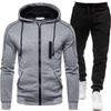 Mens Hooded Sweatshirt Set Casual Two-Piece Outfit Loose Fit Fleece-Lined Winter Sportswear