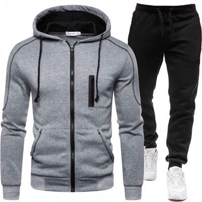 Mens Hooded Sweatshirt Pants Set Casual Sportswear Thickened Fleece Lined Winter Outfit
