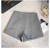 Women's Gray Retro Woolen Booty Shorts - Autumn/Winter Casual Straight Wide Leg Pants
