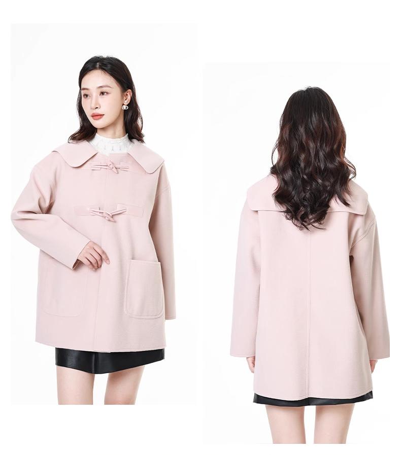 Maslan Solid Color Fashion Doll Collar Coat