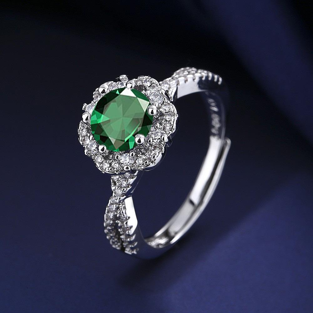2026 Fashion Live Design Micro-studded Diamond Button Wall Plum Blossom Ring Women's Jewelry