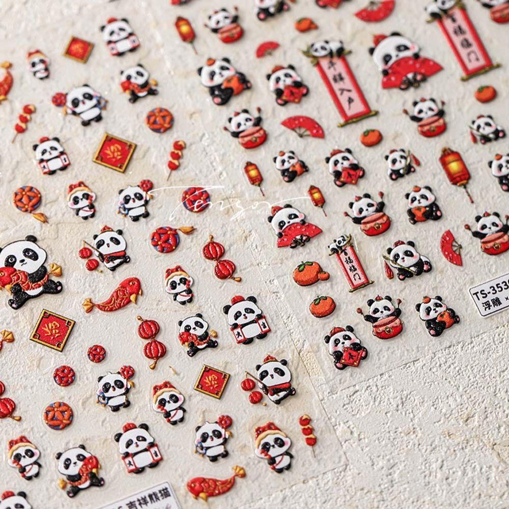 Manicure Ornaments Panda Nail Decals Chinese New Year Panda Panda Nail Art Decorations  Girls