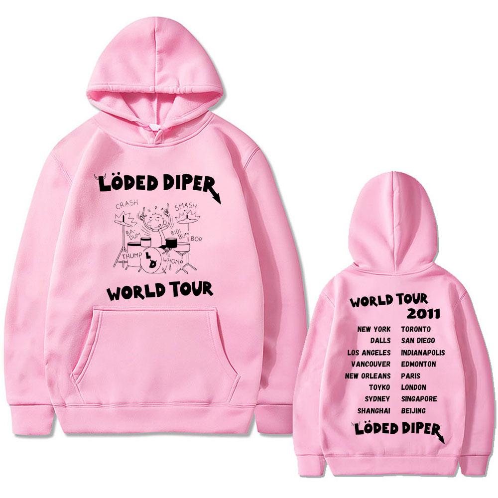 Loded Diper World Tour Hoodie Diary of A Wimpy Kid Hoodies Men Women Hip Hop Oversized Hooded Sweatshirt Male Vintage Streetwear