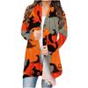Damenmode Casual 2022 Halloween Print Mittellanger Cardigan Jackenmantel