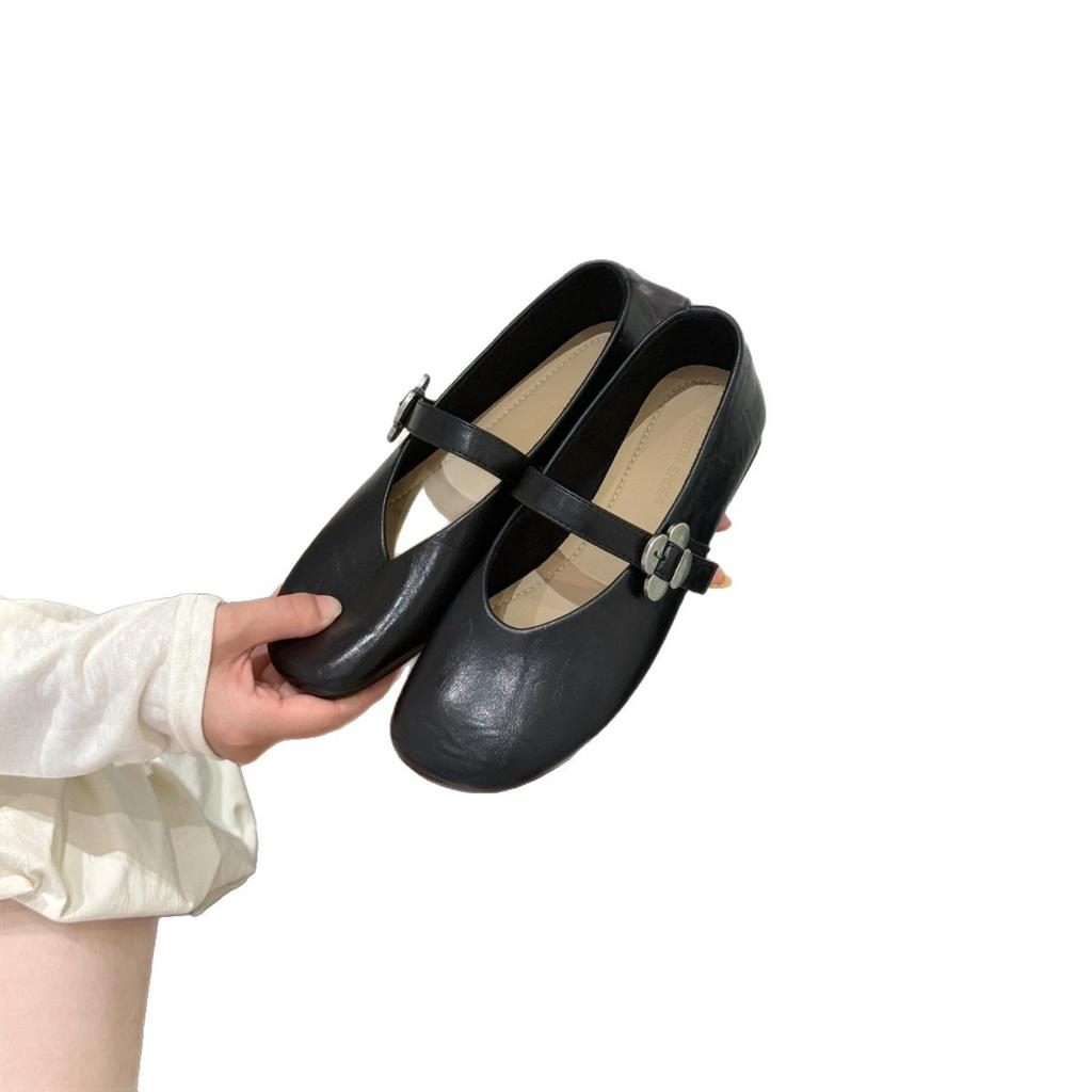 2025 new retro Mary Jane shoes women's autumn word with flat bottom shallow mouth ballet shoes commuter shallow mouth single shoes