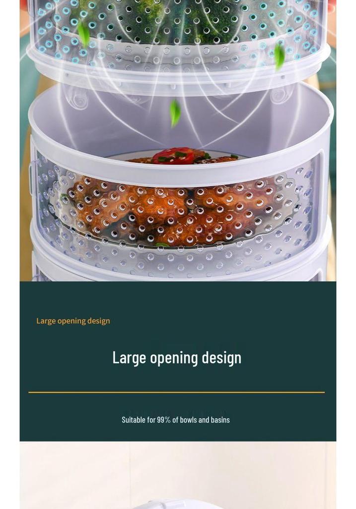 Breathable Insect-Proof Kitchen Storage Rack with Thickened Vegetable Cover and Overnight Dish Insulation