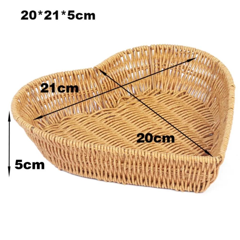 Multistyles Imitation Rattan Fruit Plate Retro Woven Multipurpose Storage Rattan Woven Tea Tray Picnic Snacks Sundry Baskets