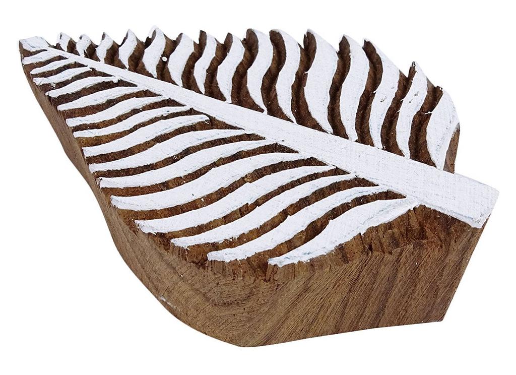 IBA Indianbeautifulart Leave Design Wooden Textile Fabric Block Stamp Design Printing Apparel Art