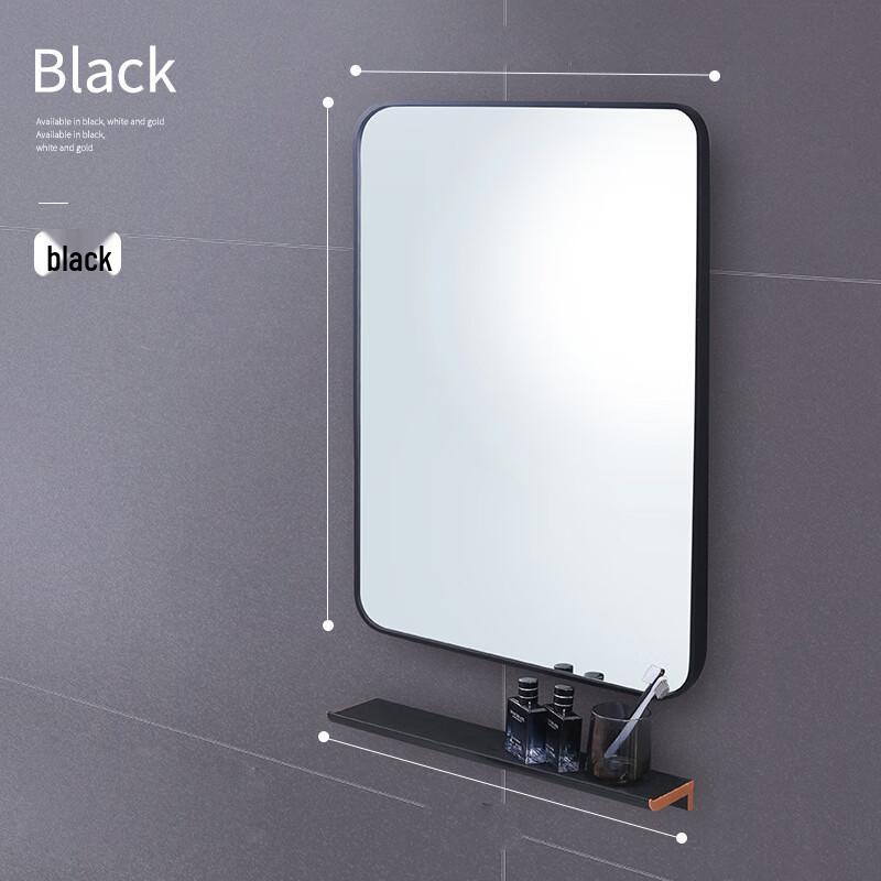 BMEIHOUS Minimalist Wall-Mounted Bathroom Mirror with Tray
