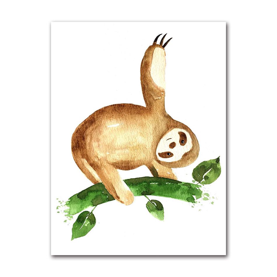 Cartoon Cute Animal Bear Lion Tiger Panda Rabbit Jungle Art Poster Canvas Painting Wall Print Picture for Living Room Home Decor