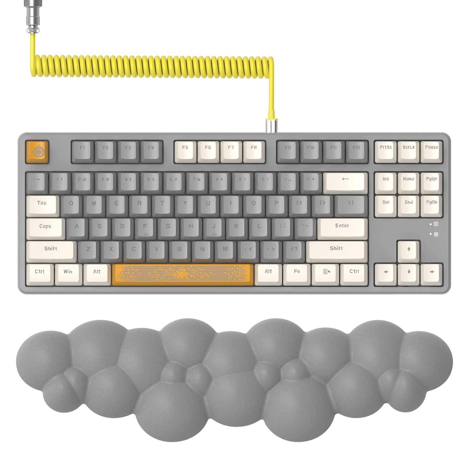 

Дротова ігрова механічна клавіатура з кабелем Tenkeyless Coil Rest для зап’ястя Гаряча заміна Темно-сіра червона Axis Compact 87 клавіш Ігрова клавіатура Усі клавіші Ні жовтий
