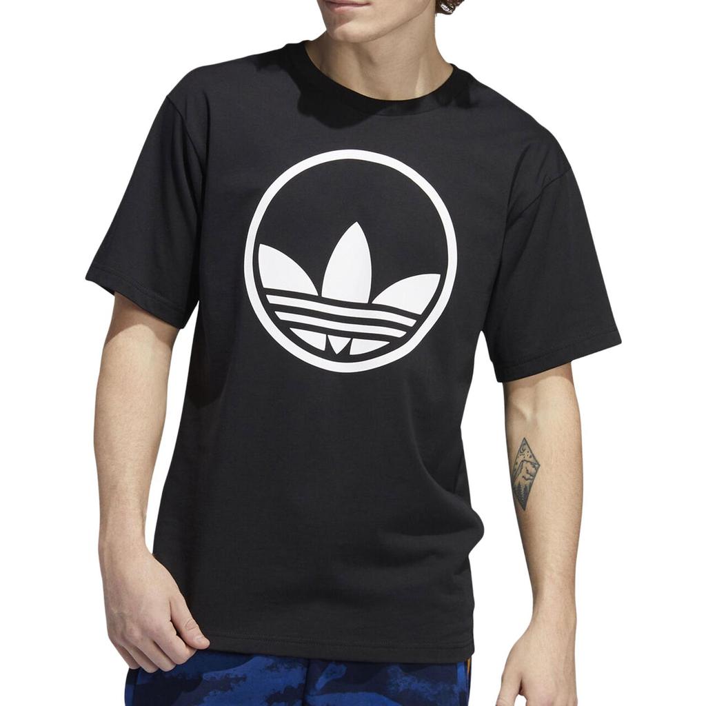 adidas Originals Logo Print Loose Fit Breathable Casual Sports Crew Neck Short Sleeve T-Shirt Men T-Shirts Black GD2102