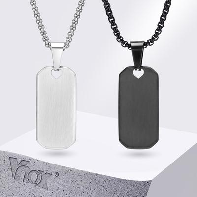 Colliers pendentifs Vnox Épais 4 mm Acier Inoxydable Audacieux pour Hommes, Plaquettes Militaires Géométriques Petit Chien, Cadeau de Noël pour Lui