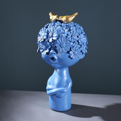Nordic Flower Head Character Resin Adornments Home Livingroom Desktop Figurines Crafts Office Coffee Table Ornaments Decoration