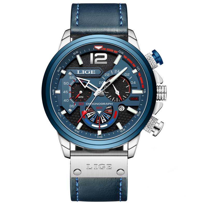 LIGE Men s Quartz Multi-Function Sports Chronograph Waterproof Watch (LG8959)