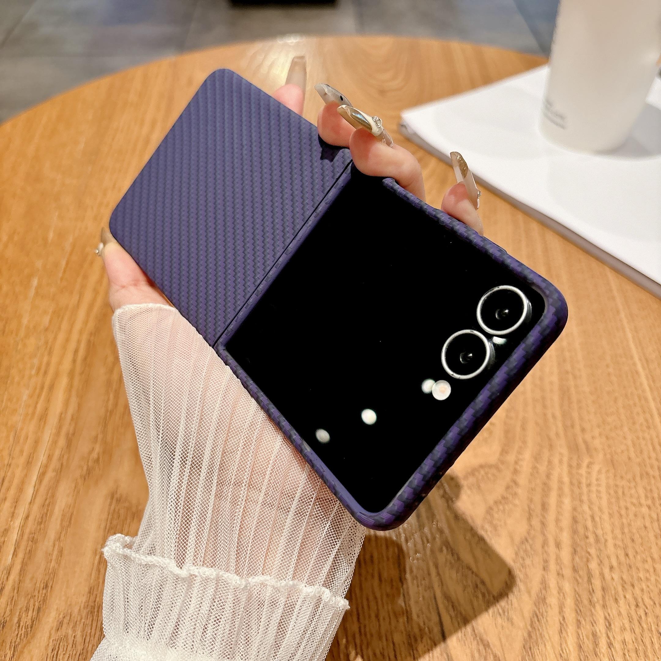 

Роскошный защитный бампер из углеродного волокна для телефона Samsung Galaxy Z Flip7 Flip6 Flip5 Flip4 Flip3 Жесткий ПК Контрастный цвет Ударопрочный Защитный чехол Samsung Galaxy Z Flip 7