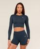Top crop fără cusături cu mânecă lungă pentru zi cu zi Albastru B7a2s Ub9p