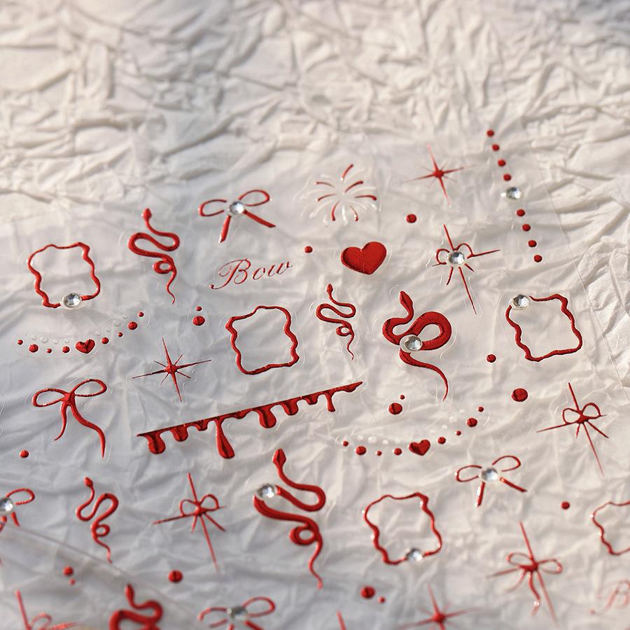 TENSOR Ferrite Snake Style Self-Adhesive Nail Stickers - Exquisite Nail Jewelry Series TL306 (Hot Red)