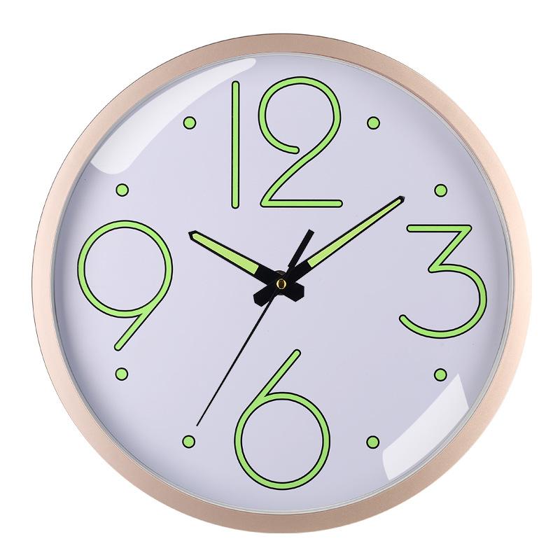 12 Inch 30cm Luminous Plastic Silent Wall Clock Creative Bedroom Living Room Simple Luminous Quartz Clock