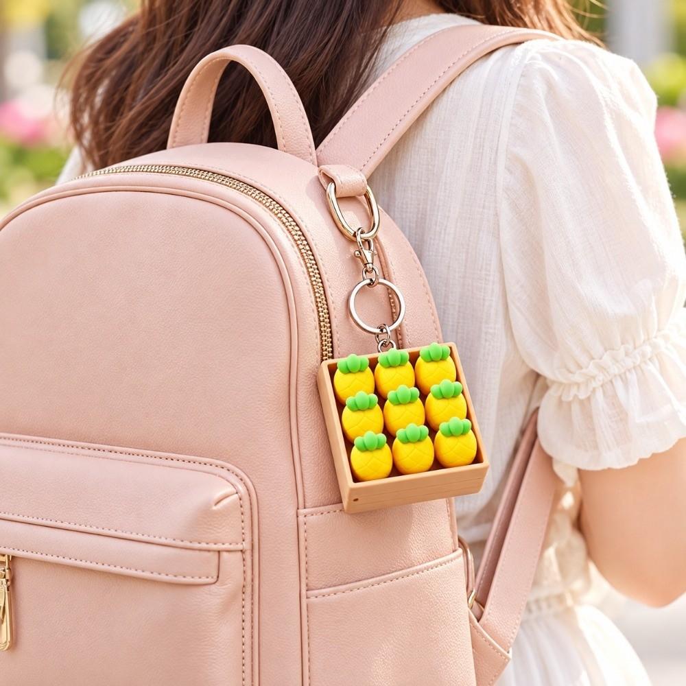 Simulation Fruit Keycaps Clicker NineGrid Keyboard Pendants Press Button Keychain Birthday Gift
