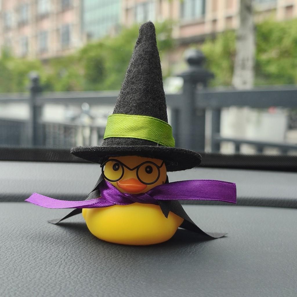 Car Decor Small Yellow Duck With Harry Potter Broomstick For Cabin Interior