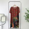 Dress Female Mid Length Long Length Flab Hiding 2024 Summer Plus Size Middle-Aged Mother Clothes Fashionable Retro Classy Printed Skirt