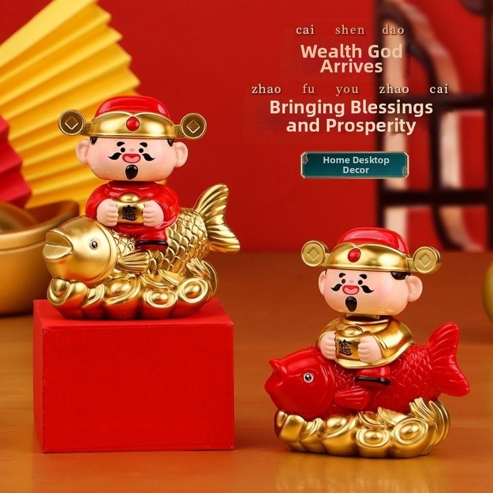 Solar Powered Wealth Attraction Koi Decoration Automatic Nodding Car Ornaments  Cashier Ornament