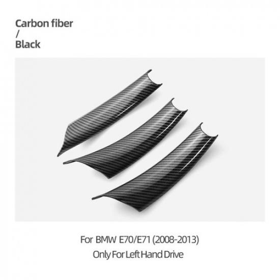 Set Carbon Fiber Look Car Interior Door Handle Cover For BMW X5 E70 2008-2013