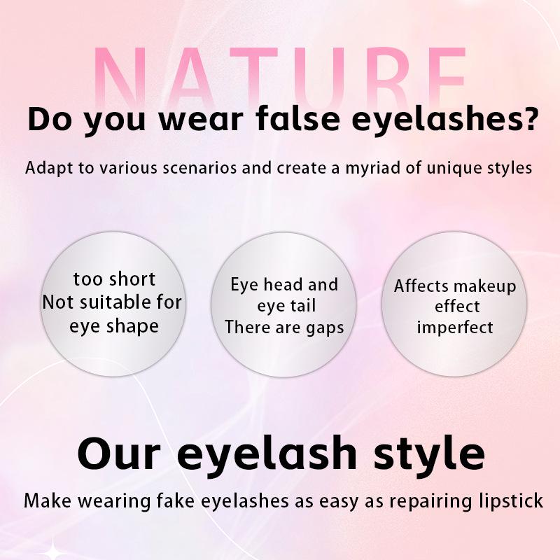 Natural Dense Sectional False Eyelashes with Quick-Set Glue and Tweezers for Beginners