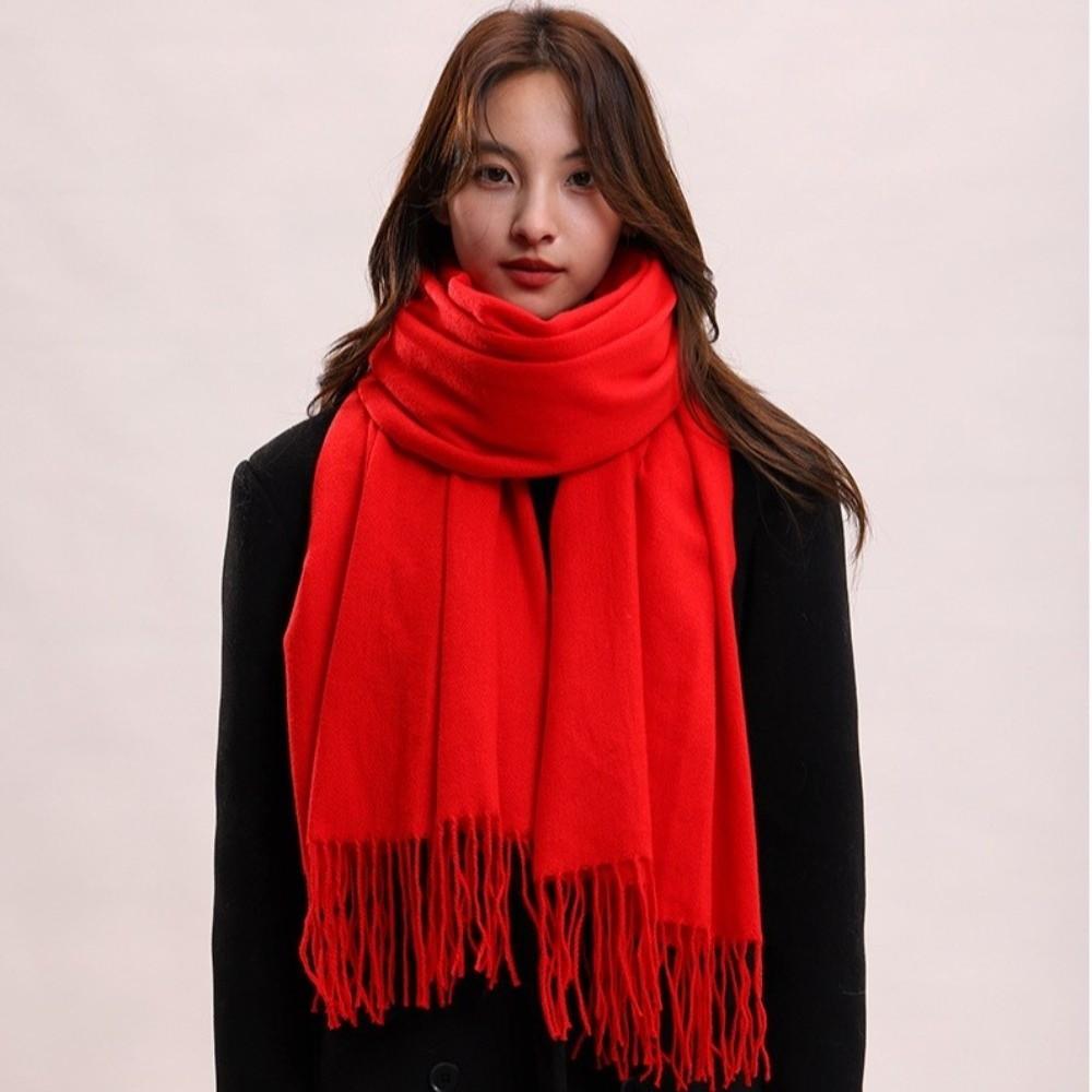 Tassel Long Wool Scarf Korean Style Winter Neckerchief Fashion Women Shawl Women/Male