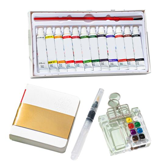 Mini-Aquarellfarbenkasten, Taschen-Reiseset für Künstler, 8/15-Farben-Palette, Walnussholz, Metallclip, tragbarer Aquarellstift