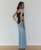Lonkeu Slit Denim Maxi Skirt (Light Blue)