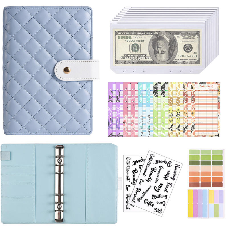 2026 A6 PU Leather Budget Binder Notebook Cash Envelopes System Set With Binder Pockets for Money Budget Saving Bill Organizer