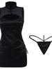 Sexy Cheongsam Mini Dress Mesh Lace Sheer Charming Underwear Uniform Transparent Slim Side Straps Dress Elegant Tops He1O