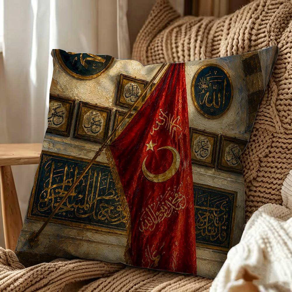 Ottoman flag Square Pillow Case Multi Sizes For Car Home Bedroom Decor Custom Valentine Gifts